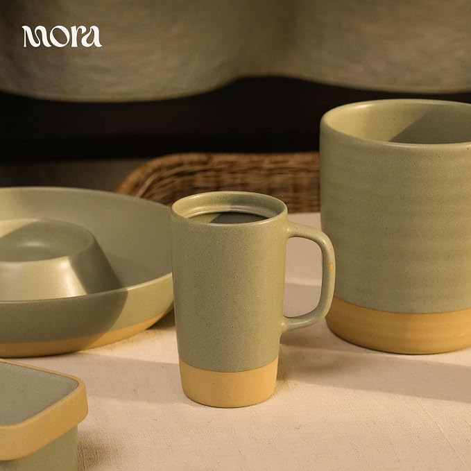MORA Ceramics Large Tea Mug with Loose Leaf Infuser and Ceramic Lid, 18 oz, Portable, Microwave, Dishwasher Safe, Tall Coffee Cup - Rustic Matte Ceramic Glaze, Modern Herbal Tea Strainer, Thyme - Image 5