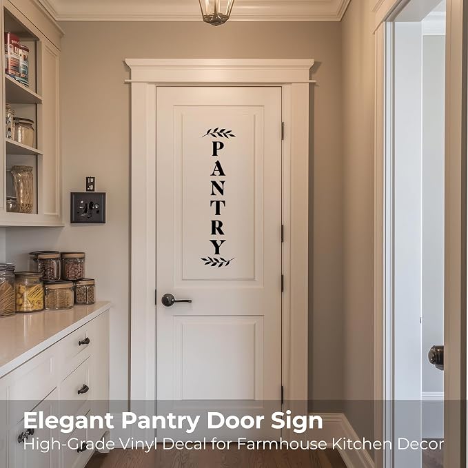 Pantry Door Vinyl Decal – Farmhouse Kitchen Decor Sticker – Black Pantry Door Sign for Kitchen Organization (Black, H - 27.6 inch) - Image 2