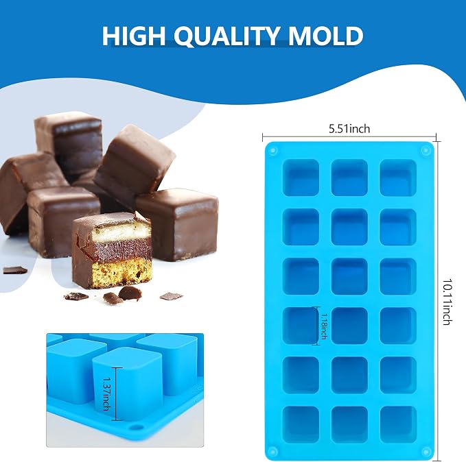 Sidosir 2Pcs 1.2Inch Square Cube Silicone Mold for Mousse Cake, French Dessert Molds for Chocolate Brownie Bites, Brownie, Ice cream, Truffle, Jelly - Image 2