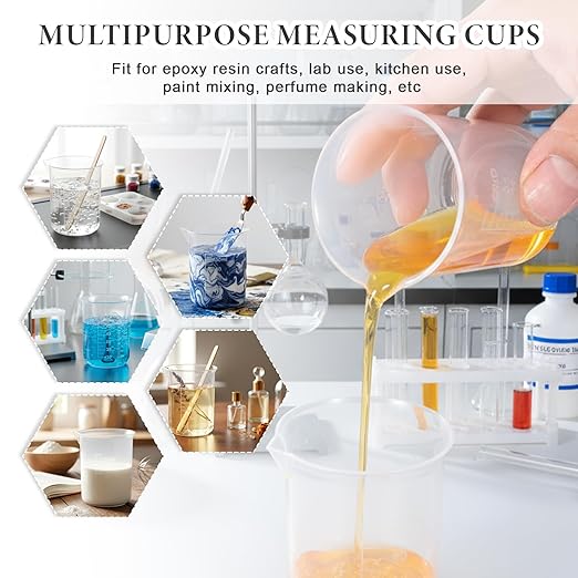 6 Pcs Plastic Beakers, 50 Ml Measuring Cups Portable Graduated Beaker Small Milliliter Measuring Cup Transparent Plastic Beaker for Kitchen Lab Cooking Science Experiment Liquid Measure Supplies