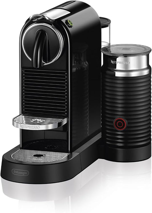 Nespresso CitiZ Coffee and Espresso Machine by De'Longhi with Milk Frother, Black, 9.3 x 14.6 x 10.9 inches | Limousine black espresso machine with integrated milk frother for cappuccinos and lattes. 19 bar pump with fast heat-up. by Unknown
