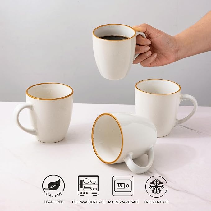 GBhome Ceramic Coffee Mugs Set of 4, 12oz Stoneware Coffee Mugs Set For Dad Mom Women MEN, Light Weight Ceramic Coffee Cups for Latte/Tea/Beer/Hot Cocoa, Dishwasher & Microwave Safe - Image 5