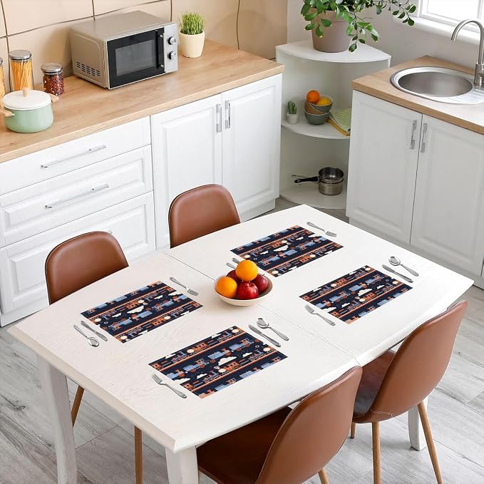 Feelyou Train Placemats Set of 4 Cartoon Train Transportation Table Mats Colorful Steam Engine Place Mat for Kitchen Dining Table Party Decor Indoor Outdoor 18"x12" Easy to Clean - Image 3