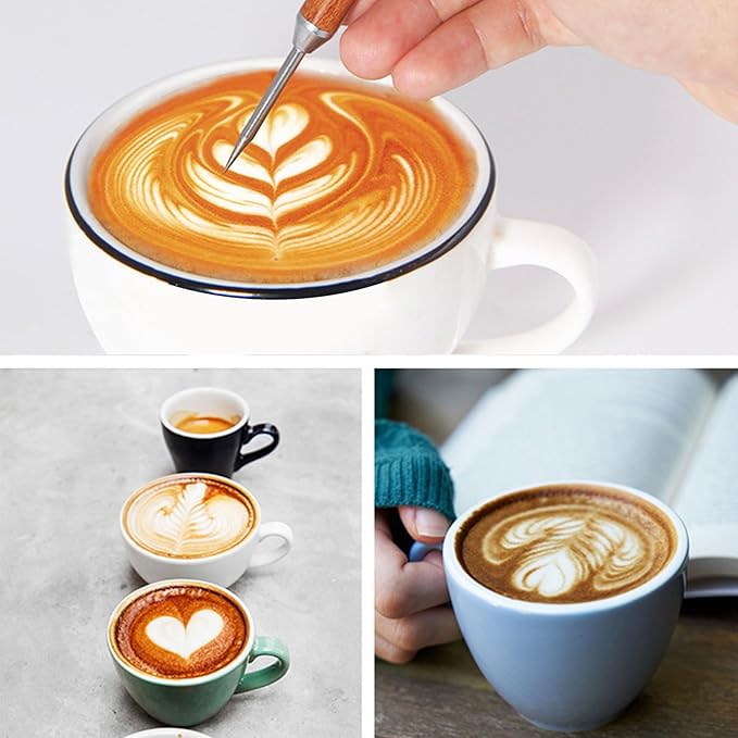 Latte Art Pen Coffee Needle Solid Wood Hook Needle Milk Foam Handle Coffee Flower Needle Drawing Cup Coffeeware
