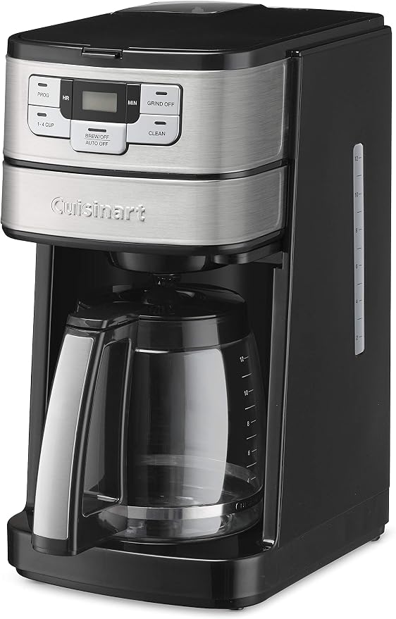 Cuisinart Automatic Grind & Brew 12-Cup Coffee Maker with Blade Grinder, Programmable Coffee Machine Glass Carafe with 1-4 Cup Setting, Brew Pause, Grind-Off Option, DGB-400NAS, Black/Stainless Steel - Image 2
