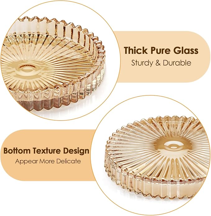 Modern Clear Coasters Set of 5- Glass Cute Coasters for Drinks, Amber | Crystal Coaster Round Chic Cup Mat Cute Coffee Table Coaster for Kitchen, Bar, Dining Room, Living Room, Patio - Image 4