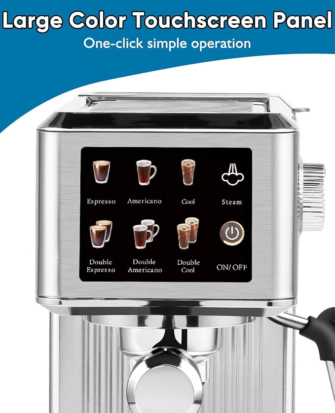 CUSIMAX Espresso Machine with Powerful Steam Wand for Latte & Cappuccino | 20Bar Compact Coffee Machine Stainless Steel Espresso Maker with 34oz Remevable Water Tank - Image 2