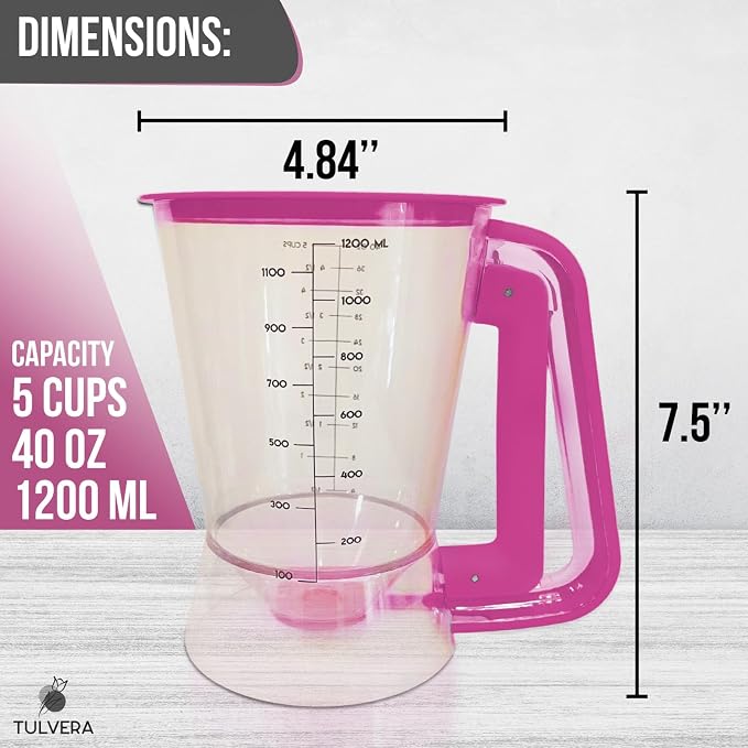Pancake Batter Dispenser | 5-Cup Mix Pourer for Pancakes, Waffles, Crepes, Muffins, Cupcakes | Squeeze Handle, Portion Control Pitcher, Durable Drip-Free Design | Baking Accessories (Raspberry Purple) - Image 2