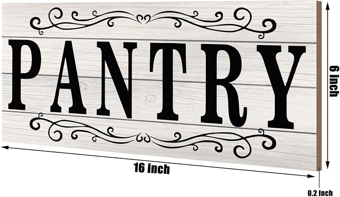 Jetec Pantry Sign Wall Decor 16 x 6 Inch Farmhouse Wood Pantry Signs Rustic Retro Hanging Wooden Art Plaque Decorative for Kitchen Restaurant Door Room Home Decoration(White) - Image 2