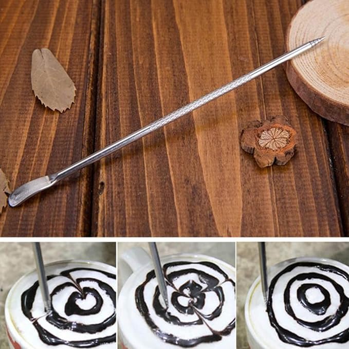 Stainless-steel Coffee Latte Art Pen - Spice Pen Cappuccino Espresso Machine Accessory Fancy Stitch Barista Tool, 4 Piece