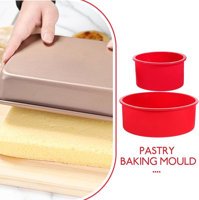 Cabilock Silicone Cake Tin Round Shape Non-stick Baking Heat for Mousse Muffin Jelly Pudding - Image 4