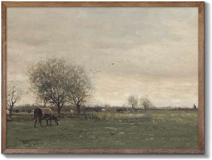 XOCUUI Vintage Landscape Canvas Wall Art, Vintage Classical Rural Hill Prints, The Vast Grassland Classic Wall Prints Modern Farmhouse Bathroom Office Decor - 8x10in Unframed by XOCUUI