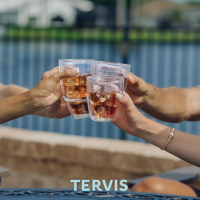 Tervis Clear & Colorful Tabletop 12oz Made in USA Double Walled Insulated Tumbler Travel Cup Keeps Drinks Cold & Hot, 12oz - 4pk, Clear - Image 7