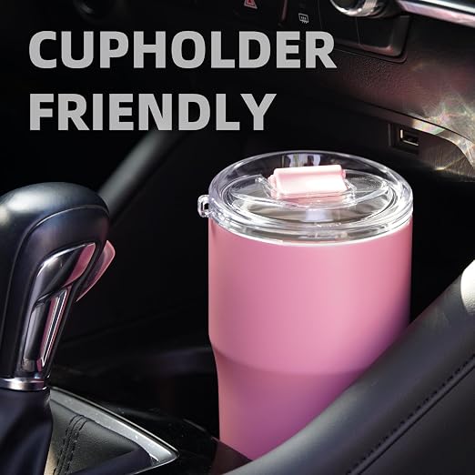 BJPKPK 24 oz Coffee Tumbler, Insulated Stainless Steel Travel Cup | Double Wall Vacuum, Leak Proof Lid, Keeps Hot/Cold/Iced, BPA Free, Dishwasher Safe, Cupholder, Pink - Image 6