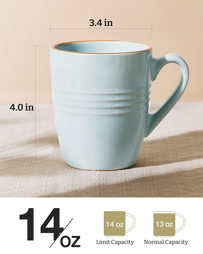 famiware Jupiter Coffee Mugs Set of 4, 14 OZ Coffee Mug, Microwave and Dishwasher Safe, Coffee Cups with Handle for Coffee, Tea, Cocoa, Milk, Light Blue (Pack of 2) - Image 4