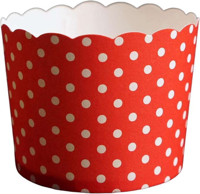Paper Baking Cups (Polka Dots), Greaseproof Disposable Cupcake Liners (Red, Large Cups (50-Pack)) - Image 2