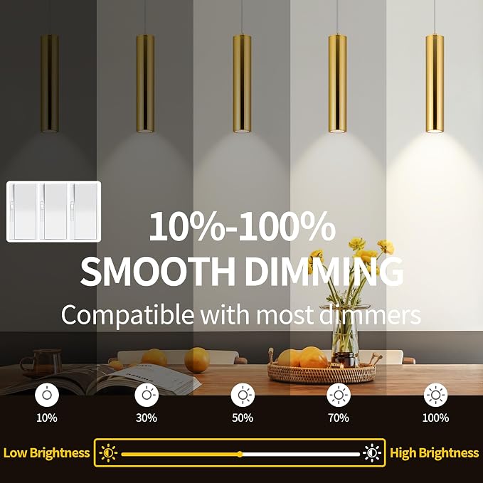 LED Pendant Lights Modern Island Lights Ceiling Hanging Spotlight | Zoomable15°-60°,5CCT/2700K-5000K,Dimmable,12W,Unique Pendant Lighting for Kitchen Island Bar,Gold - Image 3