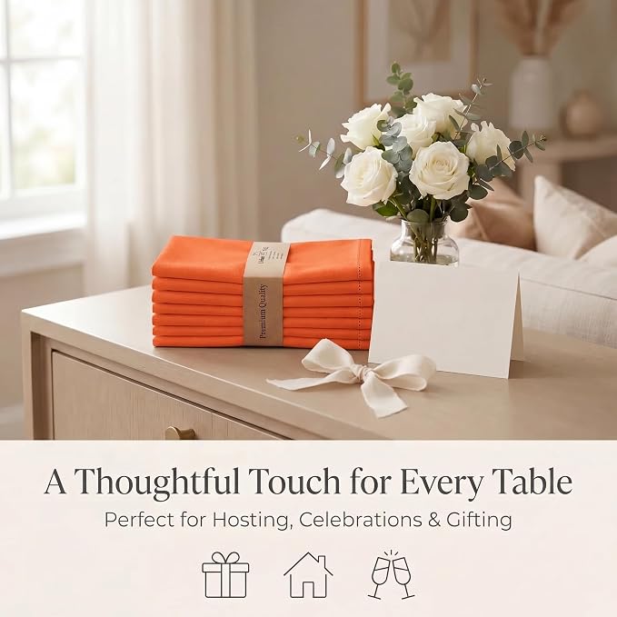 Urban Villa Cloth Napkins Cotton 20x20 (Set of 12) Orange - Image 9