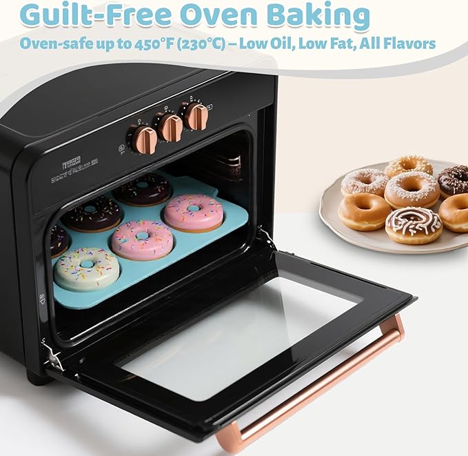 Nonstick Silicone Donut Pan: 3.5 Inch Large Donut Mold with Metal Frame - Bagel Doughnut Pan for Baking Gluten Free Glazed Vegan - for Oven Housewife Home Baker Baking Lovers (Green & Beige)