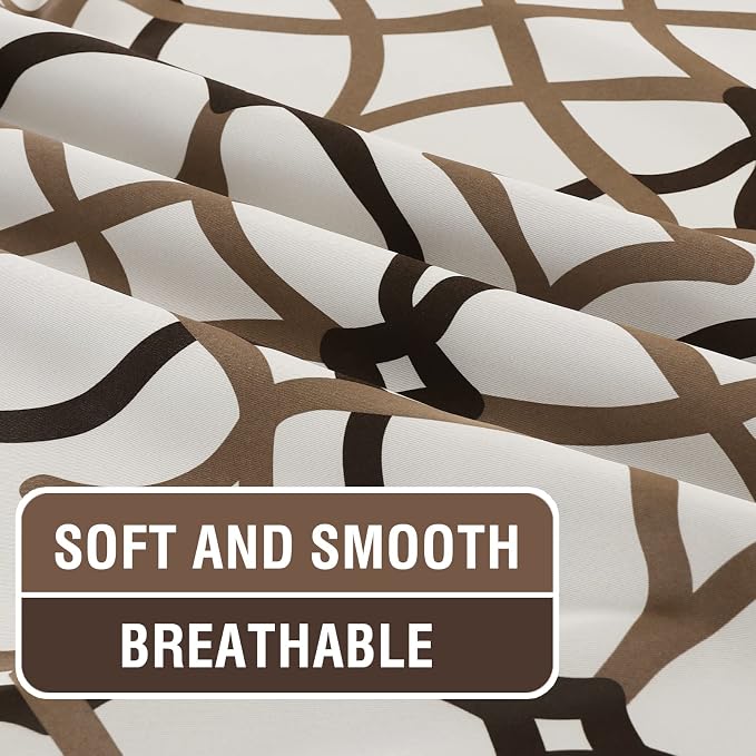 H.VERSAILTEX Blackout Curtains Printed Design 84 Inch Length 2 Panels Set Thermal Insulated Curtains for Bedroom Living Room Geometric Modern Grommet Window Drapes - Taupe and Brown - Image 4