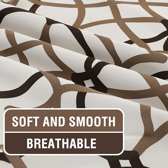 H.VERSAILTEX Blackout Curtains Printed Design 63 Inch Length 2 Panels Set Thermal Insulated Curtains for Bedroom Living Room Geometric Modern Grommet Window Drapes - Taupe and Brown - Image 4