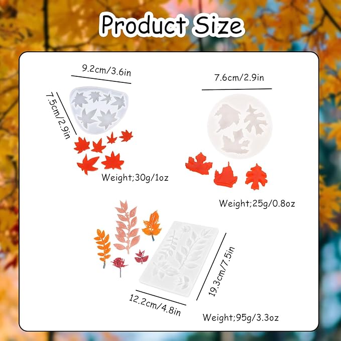 3 Pcs Fall Silicone Molds,14 Cavities Autumn Branches and Maple Leaves Thanksgiving Chocolate Molds,Funny 3D Chocolate Candy Molds for Soap Pudding Jelly Making