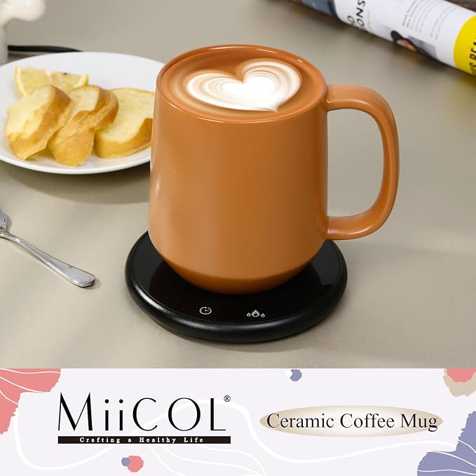 Miicol Ceramic Coffee Mug, 16 oz Large Coffee Cup, Tea Mug with Handle, Flat Bottom Mug for Men, Women, Office, Microwave and Dishwasher Safe, Multi-Color, Burnt Orange - Image 2