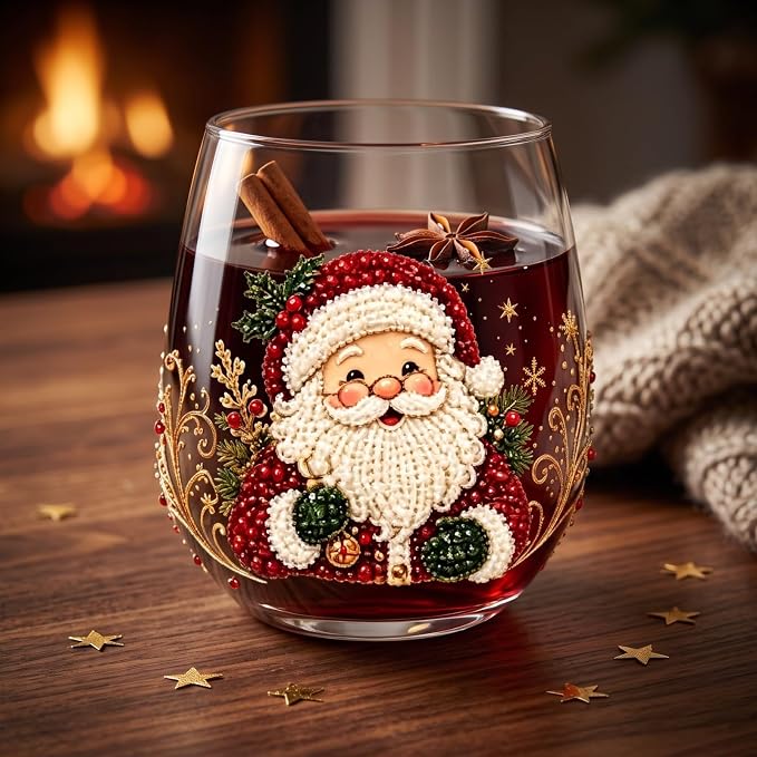 3D Christmas Glass Art Cup, Luxury Raised Holiday Glassware Collection | Cute Festive Stemless Wine Glasses,Artistic Holiday Table Ornaments,Perfect Christmas Home Decor Gifts for Various Beverages - Image 6