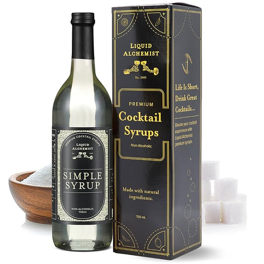 Liquid Alchemist Simple Syrup for Cocktails - Real Ingredients Make our Simple Sugar Syrup the Perfect Old Fashioned Mix - Non-GMO, Gluten Free & Vegan (25.4 oz)