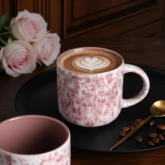 MONITO 12 OZ Coffee Mugs Set of 4, Ceramic Coffee Mugs,Modern Coffee Mugs Set with handle for Tea/Latte/Cappuccino/Milk/Cocoa. (Red, 4 Count（Pack of 1）) - Image 3