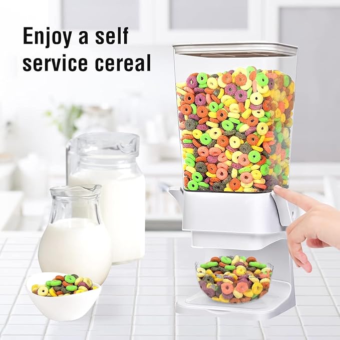 Cereal Dispenser Countertop Large Cereal Containers Storage White,3 pack | Cereal Dispenser For Pantry Dry Food Dispenser Countertop Rice Candy Dispenser Machine For Snack,Nuts, Granola - Image 5