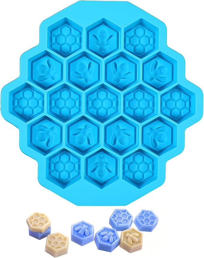 Versatile Honey Comb Silicone Mold, 19 Cavity Bee Silicone Mold for Baking, Reusable Non-Stick Gummy Molds for Candy, Chocolate, Jelly, Ice Cube by Unknown