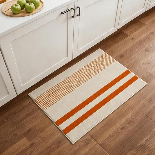 2x3 Washable Doormat, Non-Slip Rug for Front Door, Bathroom & Kitchen - Low Pile Indoor/Outdoor Mat with Rubber Backing, Modern House Design by RICKYSERRA