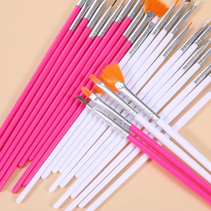30 PCS Cake Decorating Brushes, Cookie Paint Brushes, Food Safe Paint Brush Set, Multi Function Fondant Cookie Icing Pastry Brush, DIY Painting Tool For Baking Craft, Pink and White