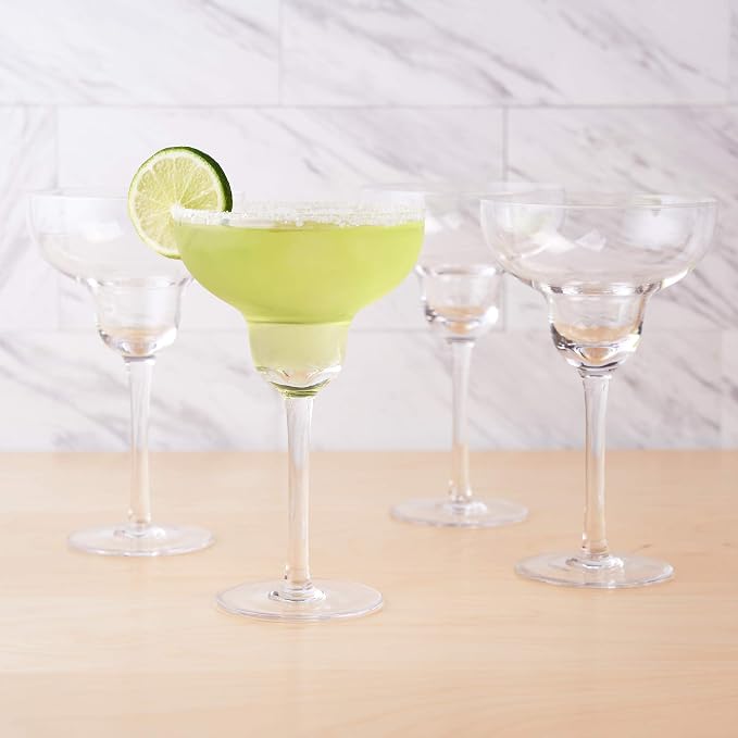 True Margarita Glass, Crystal Stemmed Cocktail Glasses, Dishwasher Safe, Mixed Drink Glasses, Daquiri Glass Holds 10 oz., Set of 4, Clear - Image 4