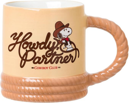Silver Buffalo Peanuts Western Howdy Partner, 3D Sculpted Mug, 20oz | Ceramic, 0.59 Liters by SilverBuffalo