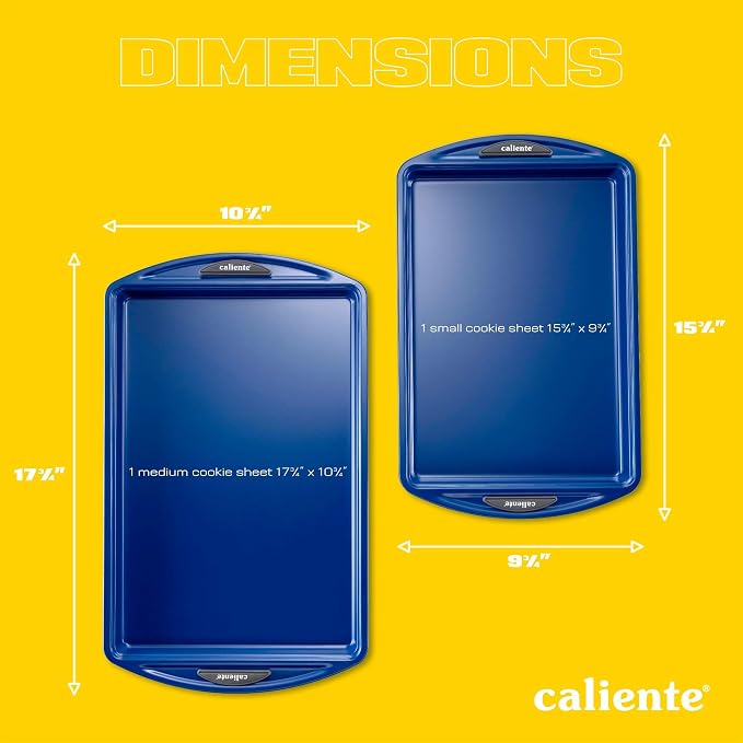 Caliente Nonstick Bakeware Set of 2 Cookie Sheets | Premium Medium & Small Baking Sheets | Durable Carbon Steel Baking Sets | Housewarming, Wedding, Chefs & Bakers Kitchen Gift - Image 2