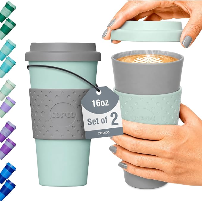 Copco Acadia Travel Mug, 16 Oz - Aqua & Gray, Set of 2 by Copco