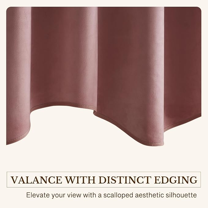Wild Rose Velvet Valance Home Decor 52x18 Inch 1 Panel | Wavy Pink Window Treatment for Kitchen Windows, Soft Decorative Short Drape for Girls Room, Bathroom, Spring Decor - Image 5