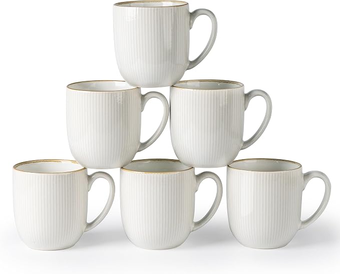 GBhome Ceramic Coffee Mugs Set of 6, 12oz Handmade Ceramic Coffee Mugs Set with Gradient color for Latte/Tea/Beer/Hot Cocoa, Dishwasher & Microwave Safe by GBhome
