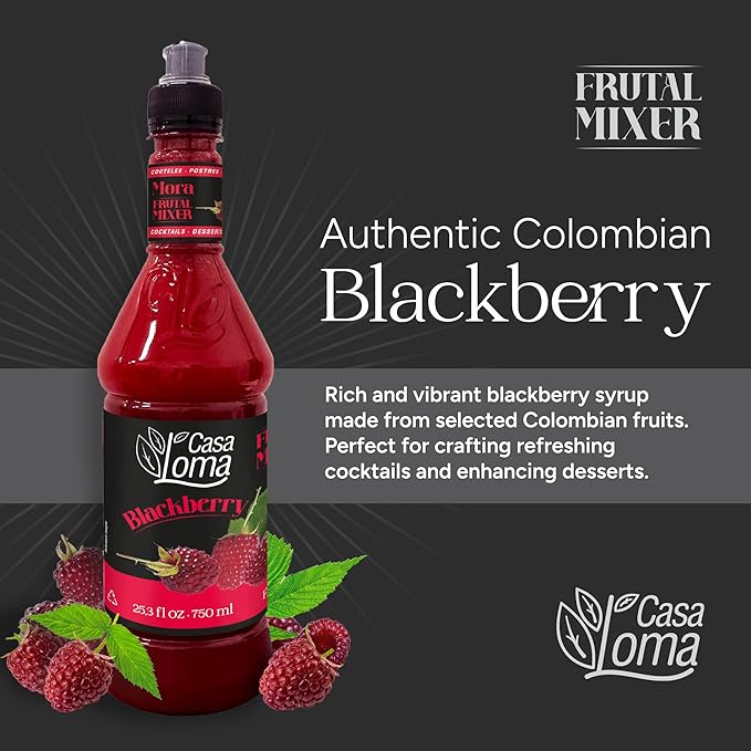Casa Loma Premium Black Berry Syrup – 750 ml Authentic Colombian Gourmet Artisan Crafted Syrup Sauce for Beverages, Desserts, Cooking & Mixology, Made with Real Fruit, Vegan, Non-GMO, and Gluten-Free