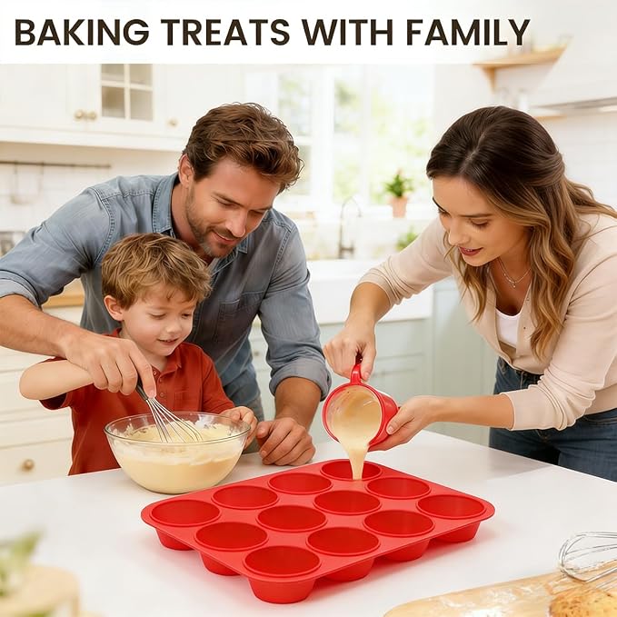 CAKETIME Silicone Muffin Pan 3 Pack Regular 12 Cup Muffin Tin for Baking Banana Muffins Cupcakes Egg Muffins - Image 4