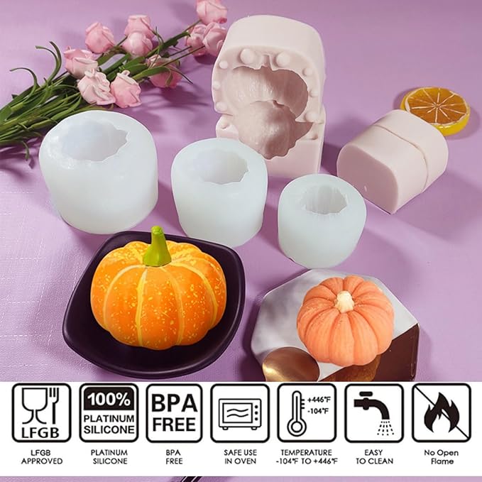 3 Pcs Halloween Silicone Molds,Bat Pumpkin Maple Leaves Fall Chocolate Molds,Funny 3D Autumn Chocolate Candy Mold for Halloween Thanksgiving Cake Pudding Jelly Making