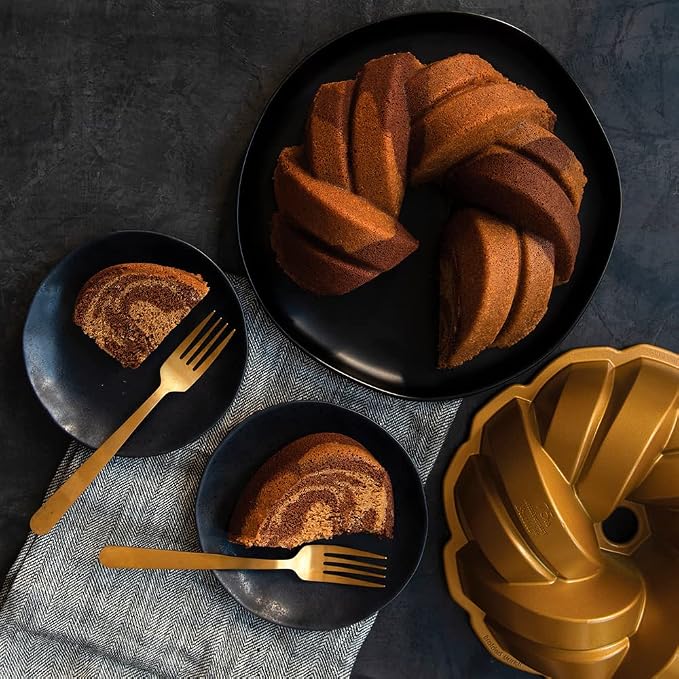 Nordic Ware NW 95577 75th Anniversary Braided Rope Bundt Cake Pan, Gold 12 Cup Capacity - Image 5