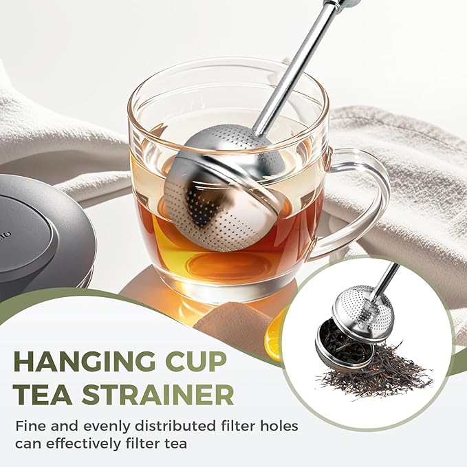 Stainless Steel Tea Infuser Strainers, 2025 New Loose Leaf Tea Filter, Ultra-Fine Mesh Filter Cup, Large Capacity Reusable Cup Filter, For Brewing Loose Leaf Tea And Coffee (Handle 3PCS)