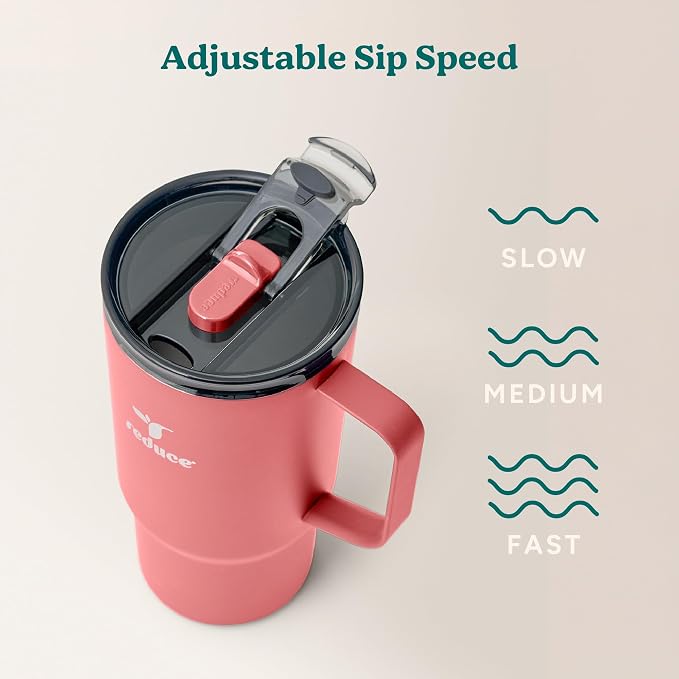 REDUCE 24 oz Hot1 Vacuum Insulated Mug for Hot Tea, Coffee and Other Hot Drinks - With Flo-Motion Lid and Handle, Single-Serve and Cupholder Friendly, Keeps Drinks Hot for up to 8 Hrs, Baked Clay - Image 5