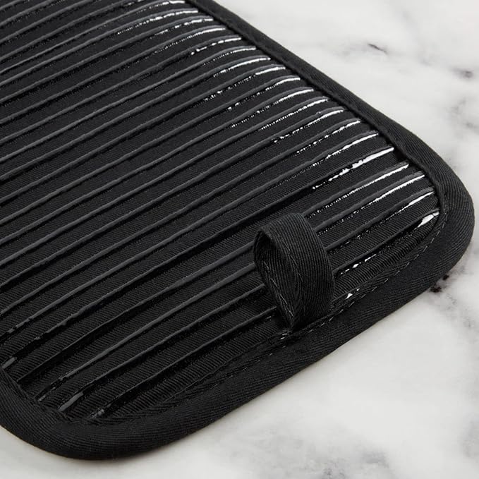 KitchenAid Quilted Cotton Terry Cloth Oven Mitt, Pot Holder, Kitchen Towel 4-Pack Set, Heat Resistant, Silicone Grip, Gift Set, Matte Black, 16"x26", 7"x13" & 7"x10" - Image 6