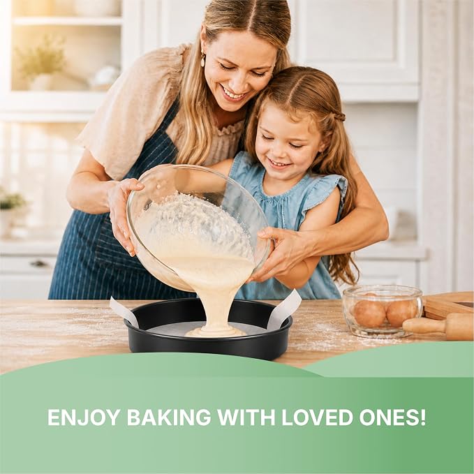 RFAQK 8-Inch Round Cake Pan Set of 3, Nonstick Baking Cake Pans with 50 Pieces Parchment Paper, Dishwasher Safe | Non-Stick, Dishwasher Safe, Oven Safe and Rust Resistant - Image 2