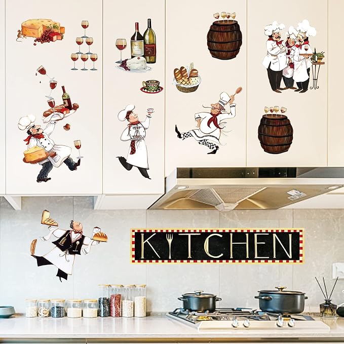 decalmile Chef Kitchen Wine Cake Cooking Dining Room Wall Decals Stickers by decalmile
