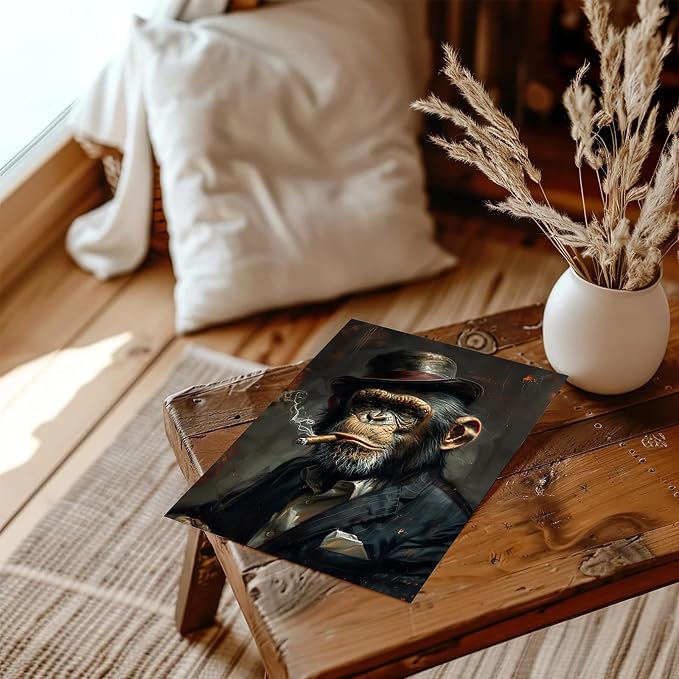 XOCUUI Wall Art Monkey Chimp Smoke Abstract Wall Painting Kid Pop Street Graffiti Wall Art Decor Ready To Hang for Living Room Bedroom Home Bathroom Wall Decor (28x36cm) 11x14 inch - Image 5
